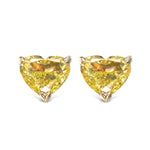 Fancy Intense Yellow Heart Diamond Stud Earrings