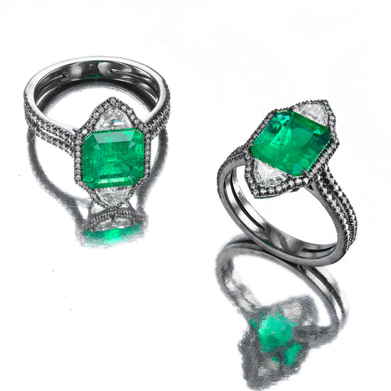 Muzo Emerald and Diamond Couture Ring