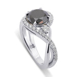Fancy Black Round Diamond Three Stone Ring