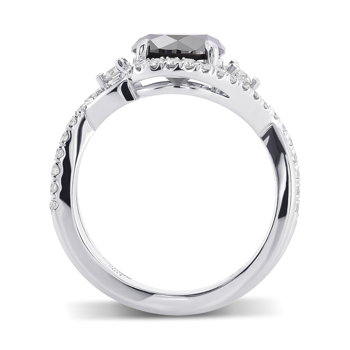 Fancy Black Round Diamond Three Stone Ring