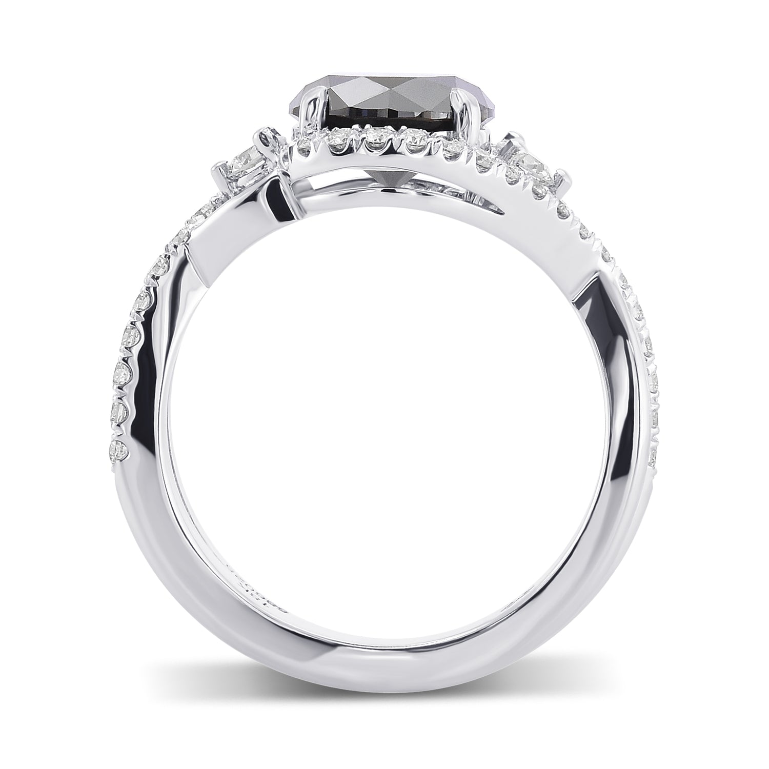 Fancy Black Round Diamond Three Stone Ring