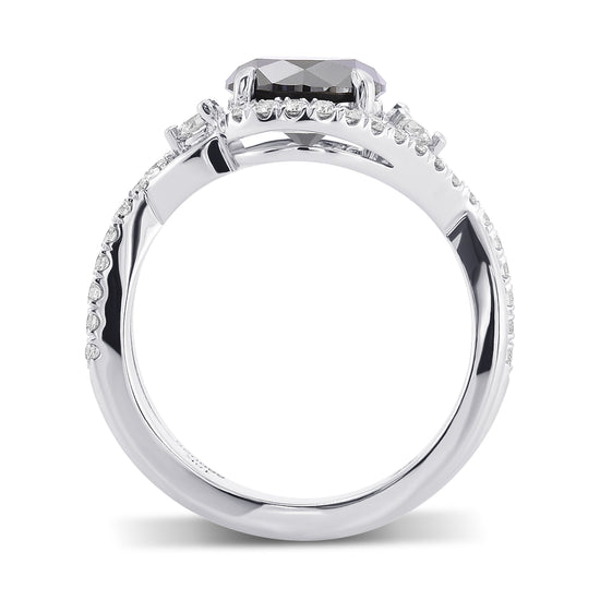 Fancy Black Round Diamond Three Stone Ring