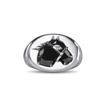  Fancy Black Horse Motif Diamond Men's Ring
