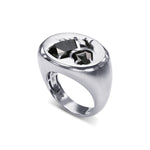  Fancy Black Horse Motif Diamond Men's Ring
