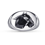  Fancy Black Horse Motif Diamond Men's Ring