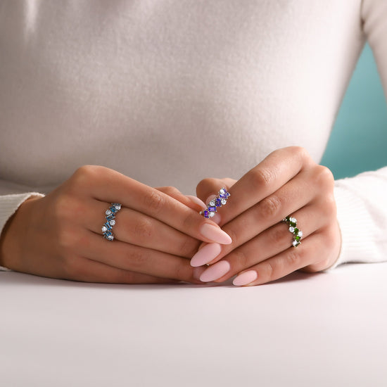 Aquamarine and Diamond Band Ring