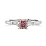 Fancy Orangy Pink Radiant Diamond Three-stone Ring