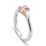 Fancy Orangy Pink Radiant Diamond Three-stone Ring