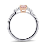 Fancy Orangy Pink Radiant Diamond Three-stone Ring