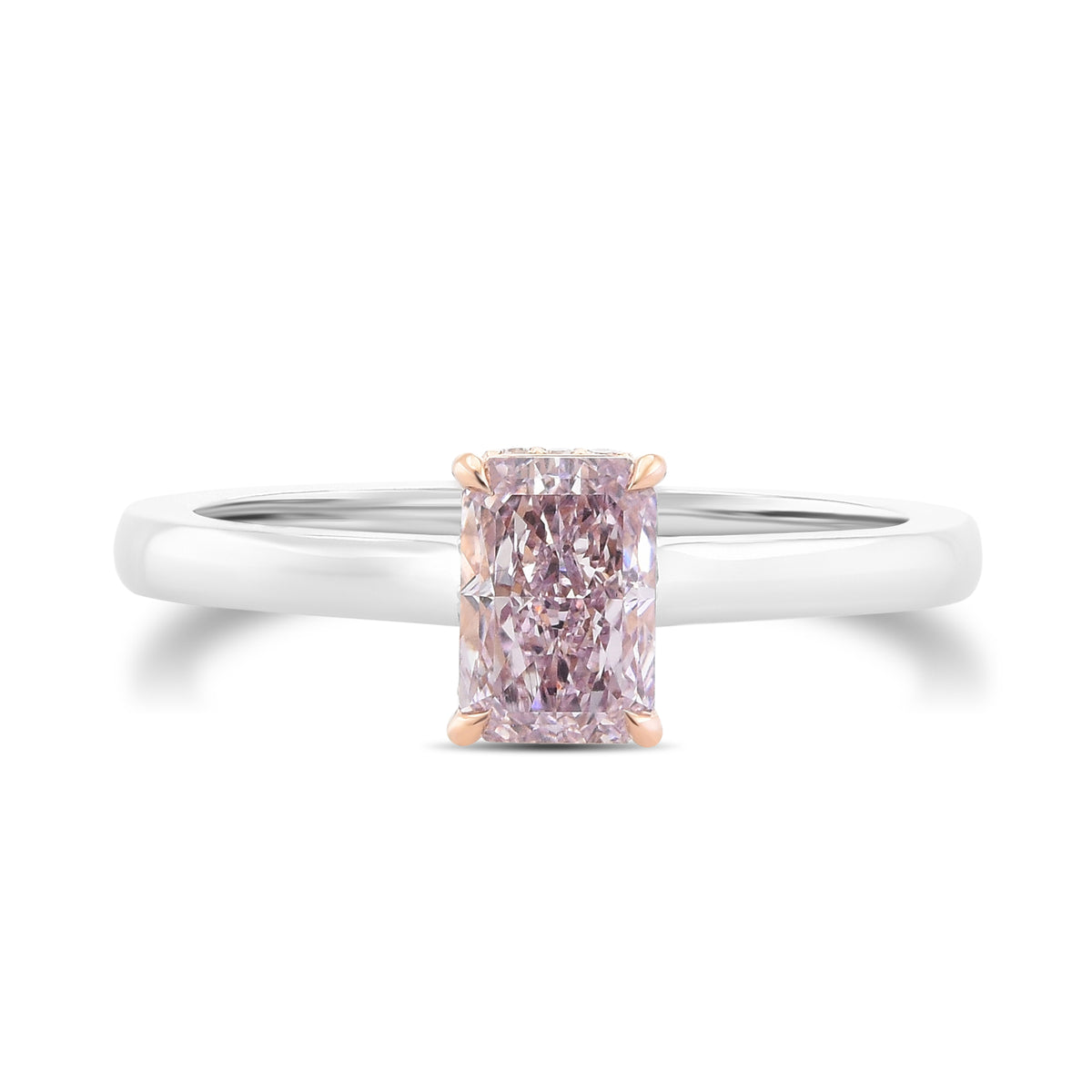  Fancy Purple Pink Radiant Diamond Halo Ring