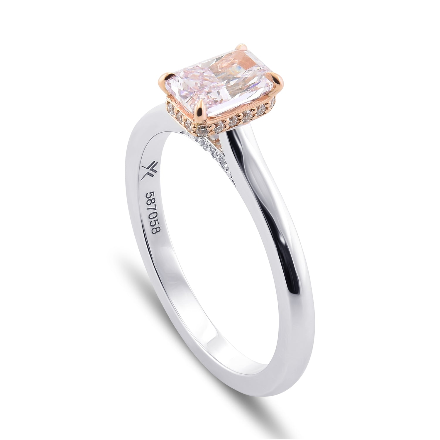  Fancy Purple Pink Radiant Diamond Halo Ring