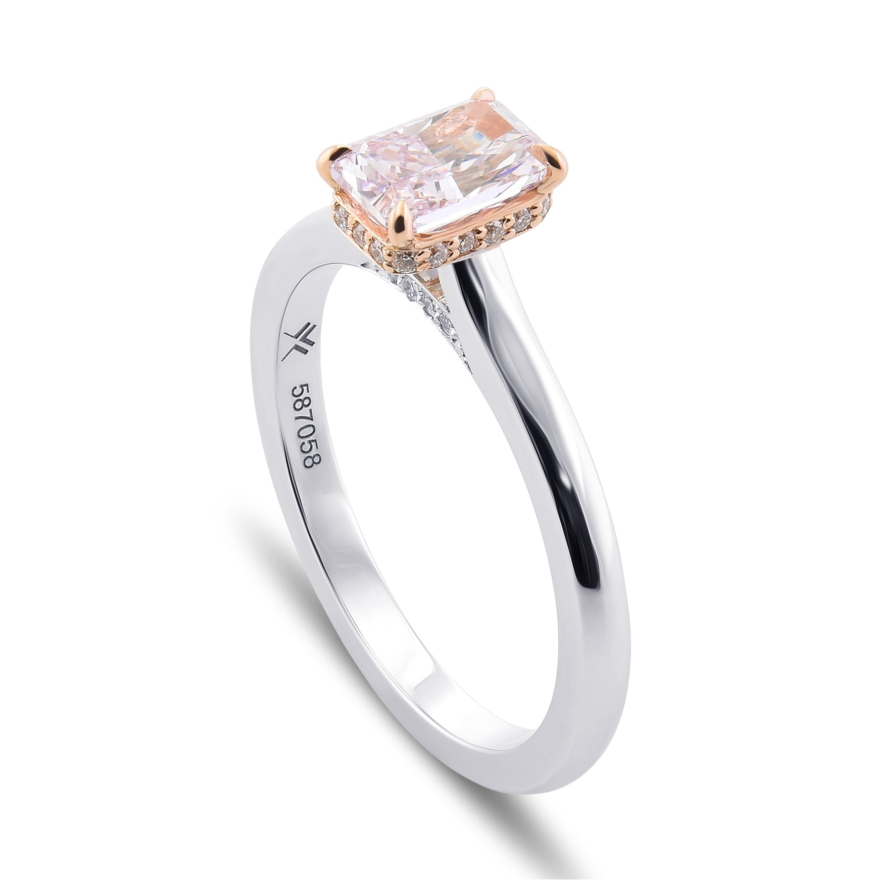  Fancy Purple Pink Radiant Diamond Halo Ring