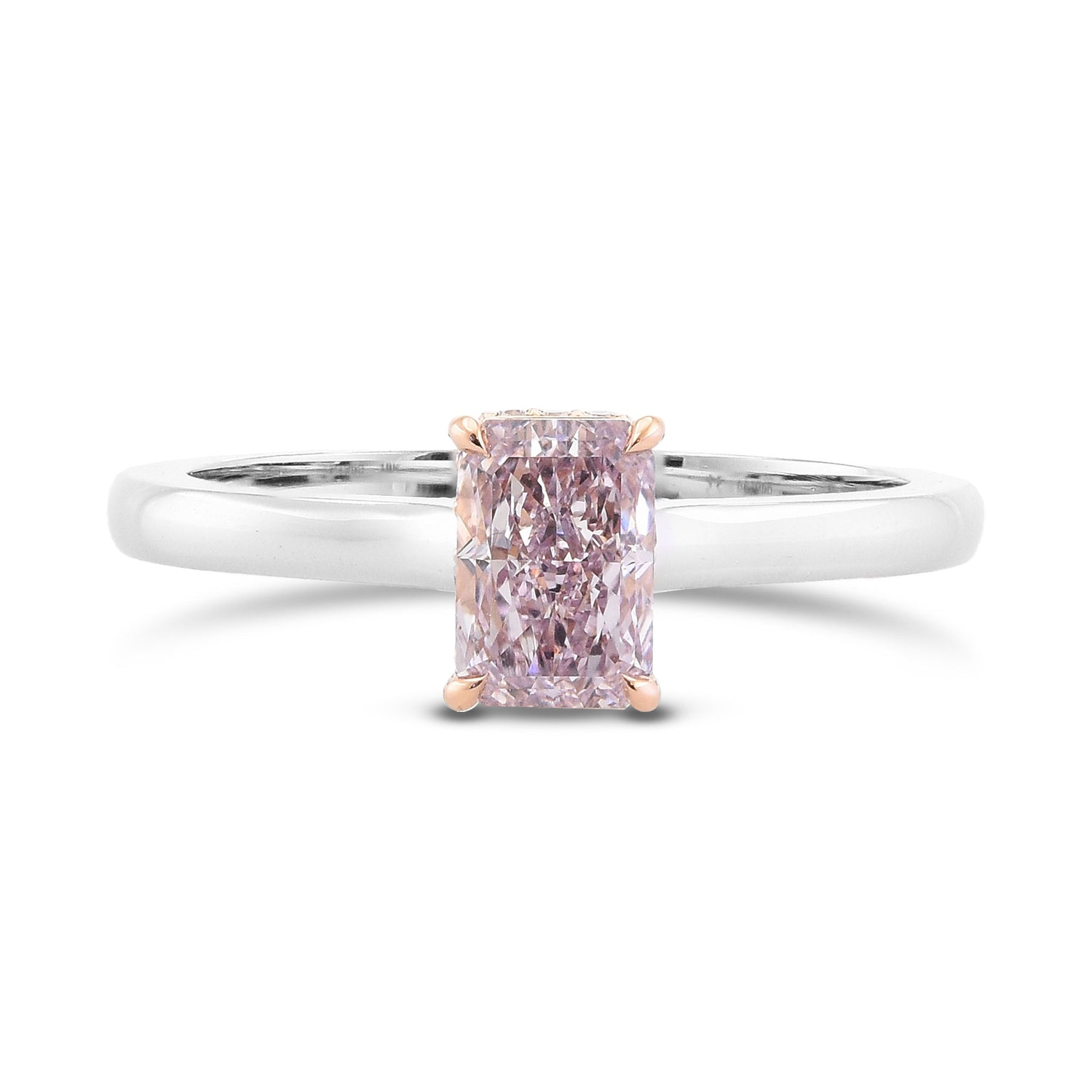  Fancy Purple Pink Radiant Diamond Halo Ring