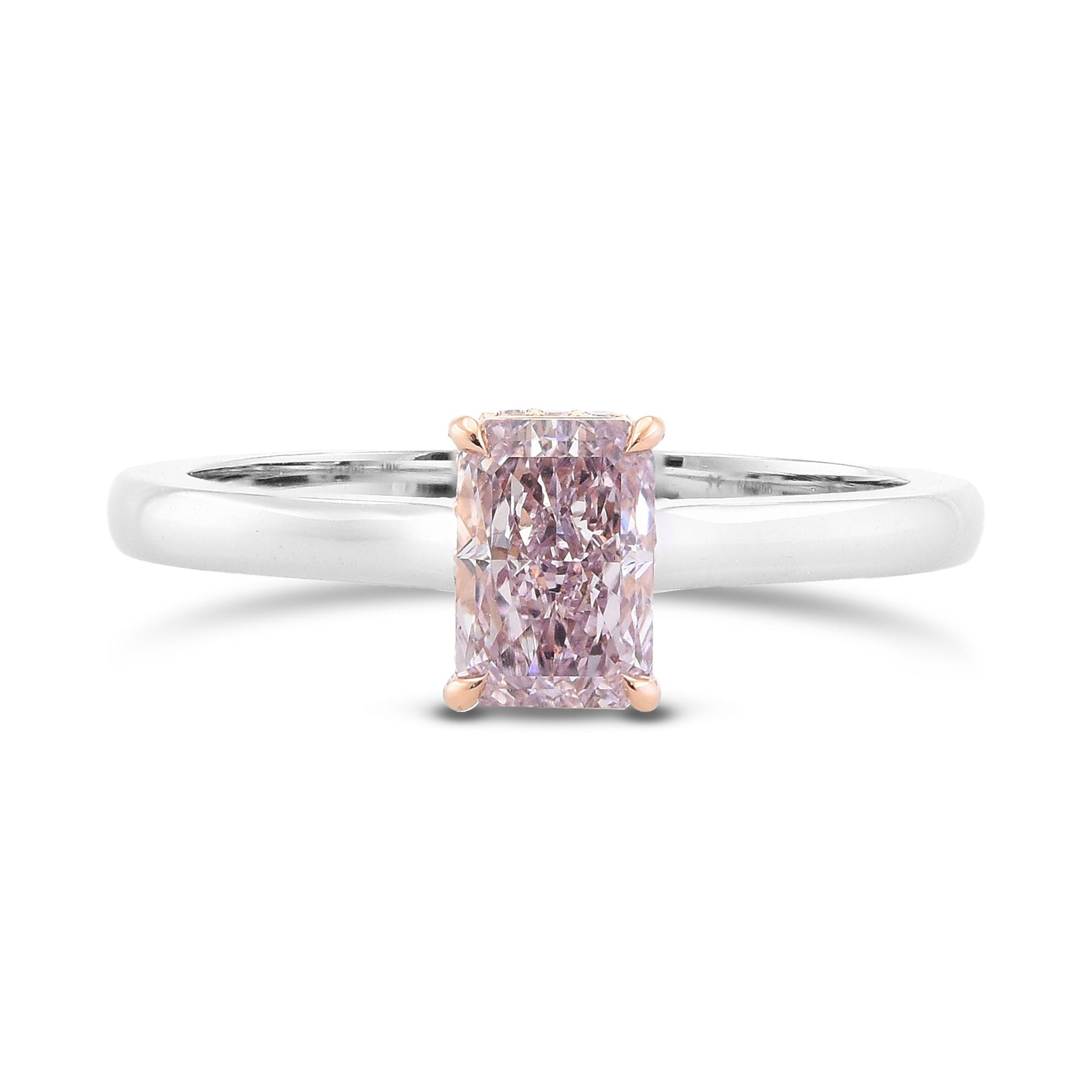  Fancy Purple Pink Radiant Diamond Halo Ring