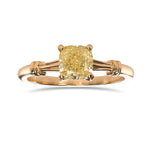 Fancy Light Yellow Cushion Diamond Solitaire Ring