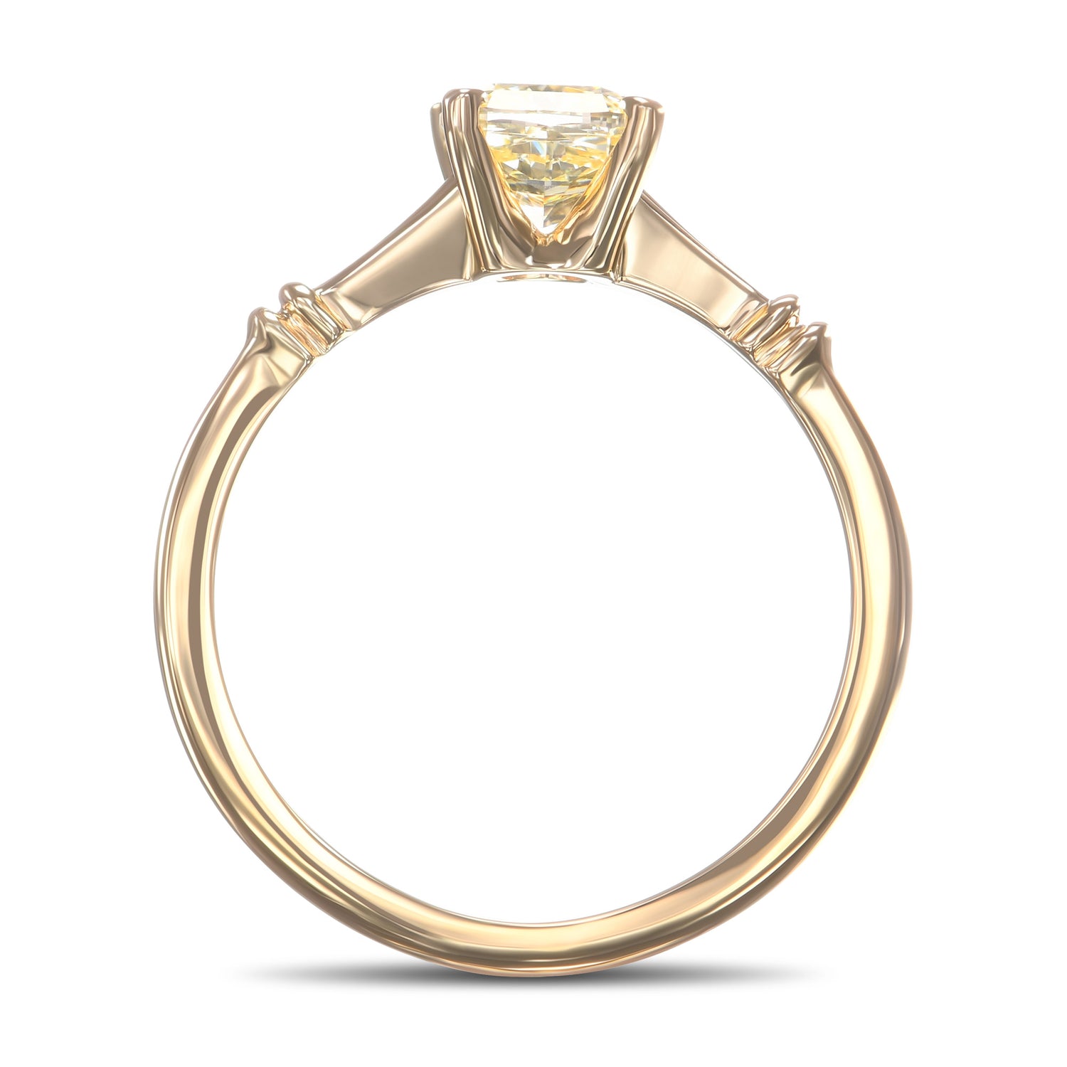 Fancy Light Yellow Cushion Diamond Solitaire Ring