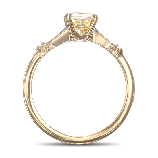 Fancy Light Yellow Cushion Diamond Solitaire Ring