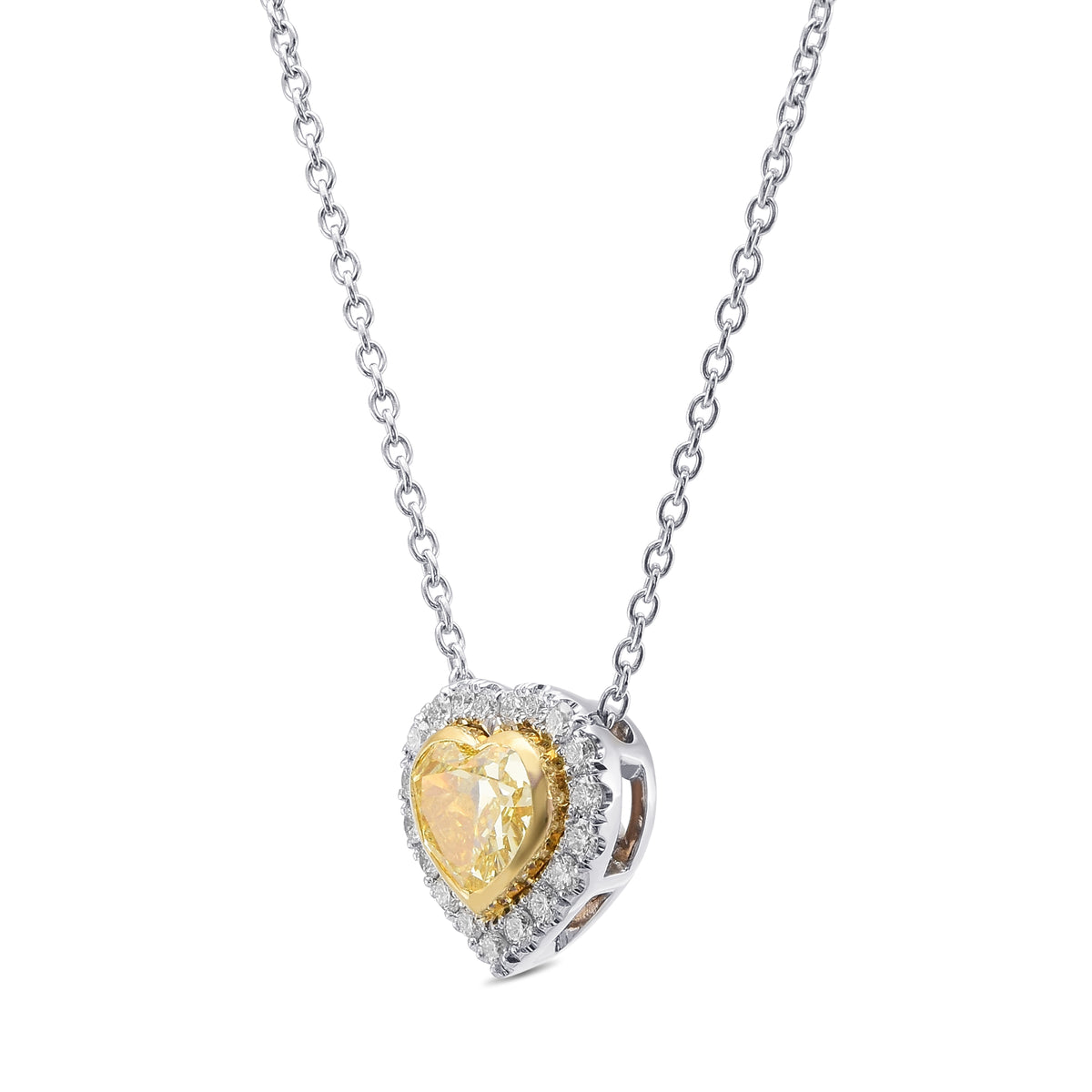 Fancy Intense Yellow Heart Diamond Halo Pendant