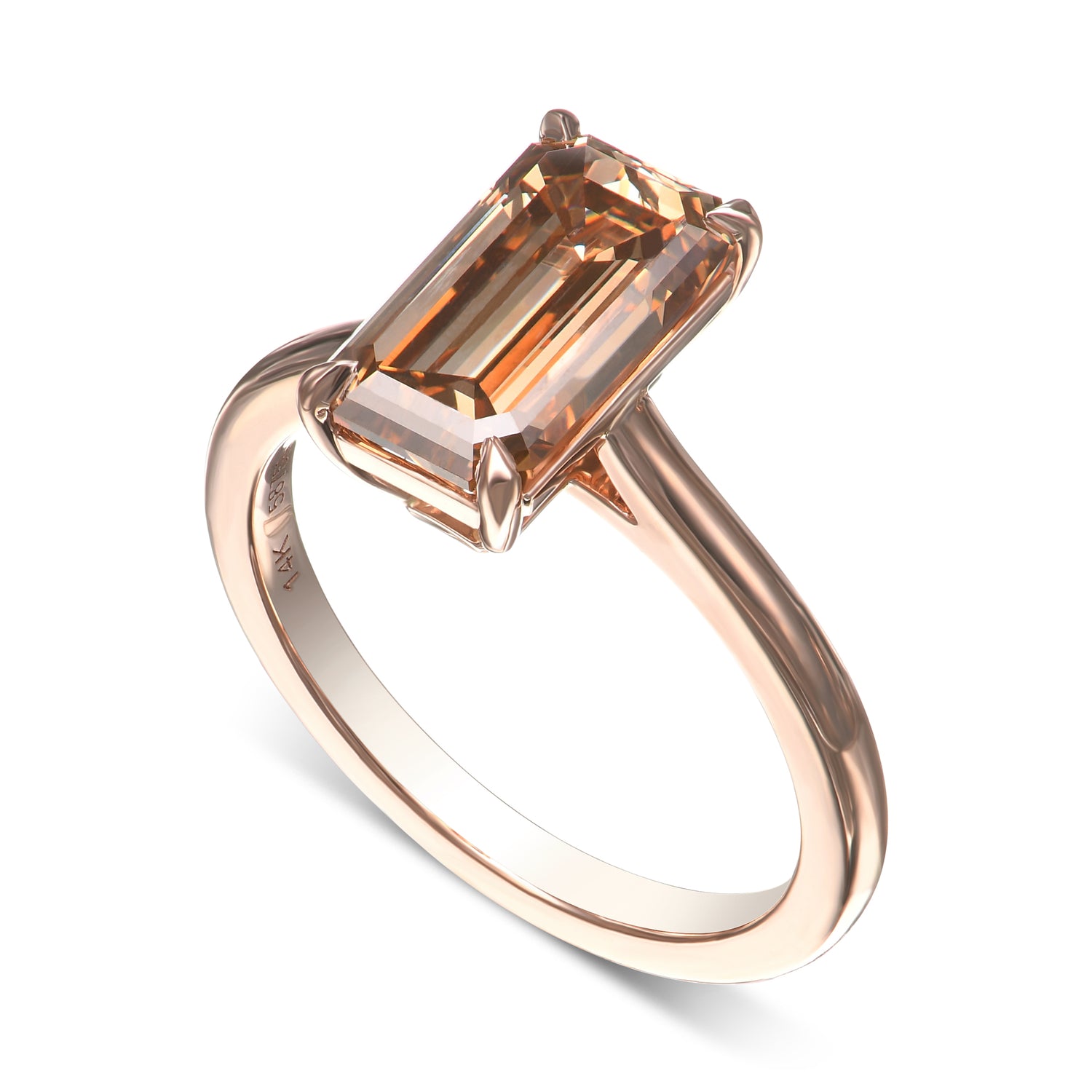 Fancy Yellow Brown Emerald Diamond Solitaire Ring