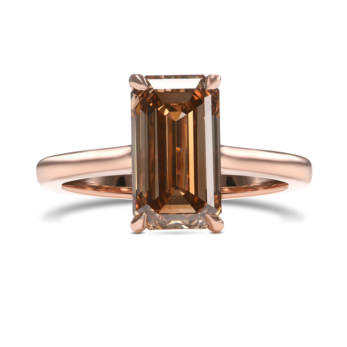 Fancy Yellow Brown Emerald Diamond Solitaire Ring