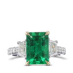 Muzo Emerald and Diamond Three Stone Side Stone Ring