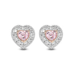 Fancy Pink & Fancy Light Pink Heart Diamond Halo Earrings