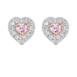 Fancy Pink & Fancy Light Pink Heart Diamond Halo Earrings