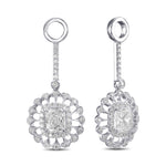 Radiant Diamond Floral Filigree Drop Halo Earrings