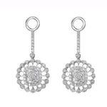 Radiant Diamond Floral Filigree Drop Halo Earrings