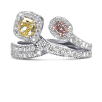 Fancy Pink Oval & Fancy Yellow Radiant Two-stone Diamond Ring