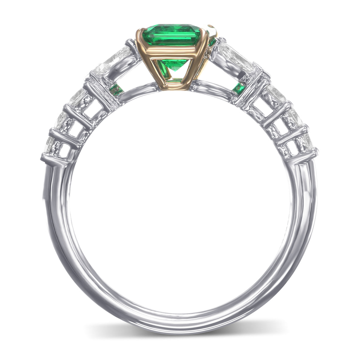 Colombian Muzo Emerald & Colorless Diamond Ring