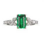 Colombian Muzo Emerald & Colorless Diamond Ring