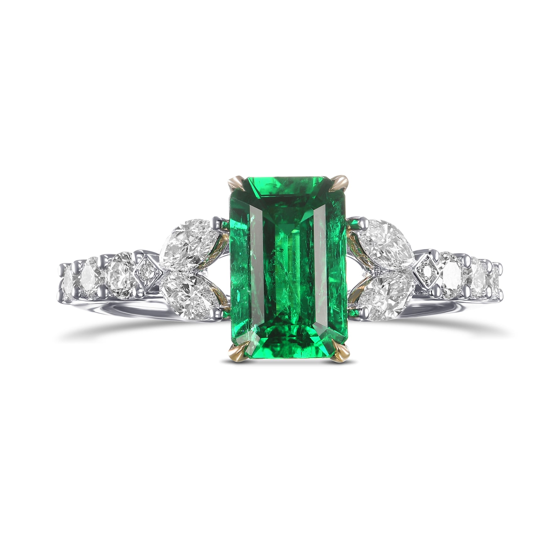 Colombian Muzo Emerald & Colorless Diamond Ring