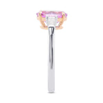 Pink Oval Sapphire & Taper Baguette Diamond Three-stone Ring