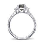 Fancy Black Cushion & Trapezoid Diamond Side-Stone Ring 