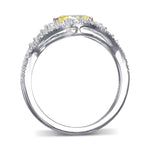 Fancy Green Yellow Marquise & Pear Diamond Dress Ring