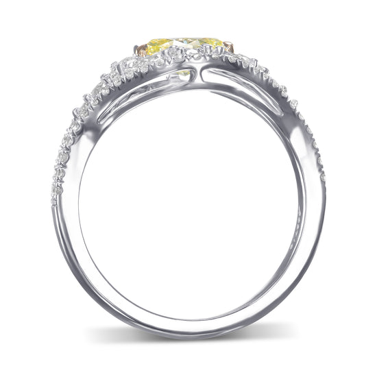 Fancy Green Yellow Marquise & Pear Diamond Dress Ring