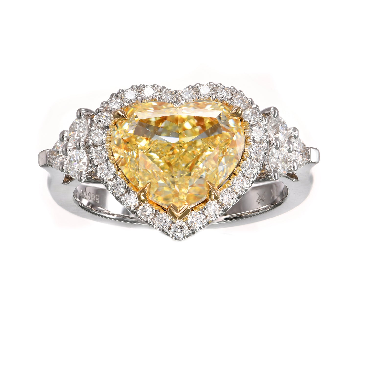Fancy Light Yellow Heart Halo Diamond Ring