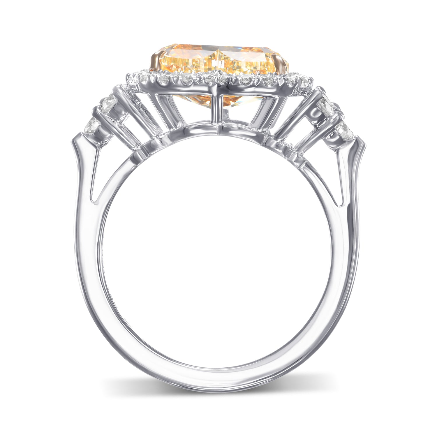 Fancy Light Yellow Heart Halo Diamond Ring