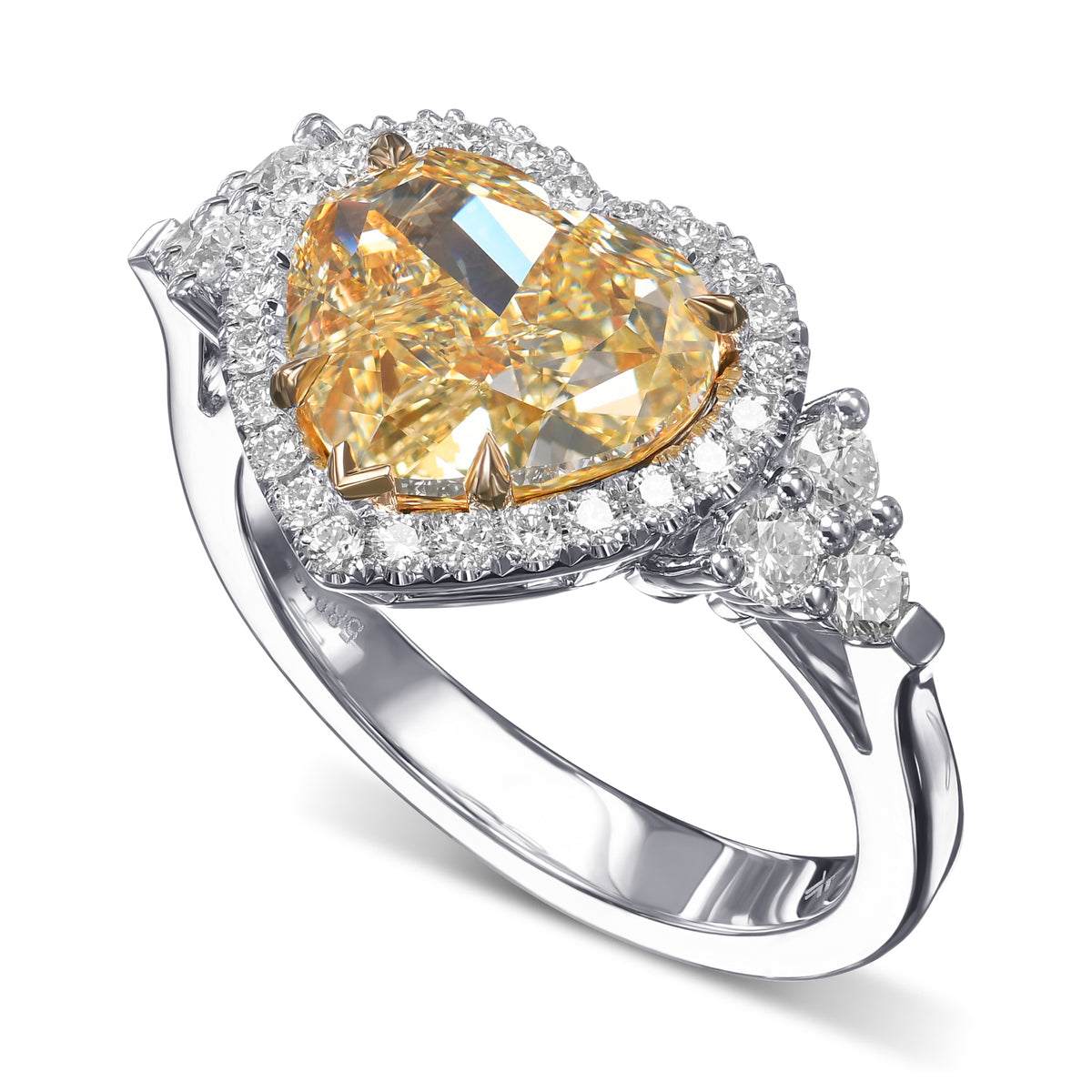 Fancy Light Yellow Heart Halo Diamond Ring