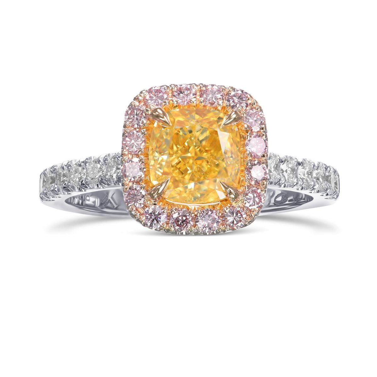 Fancy Intense Yellow Cushion Diamond Halo Ring