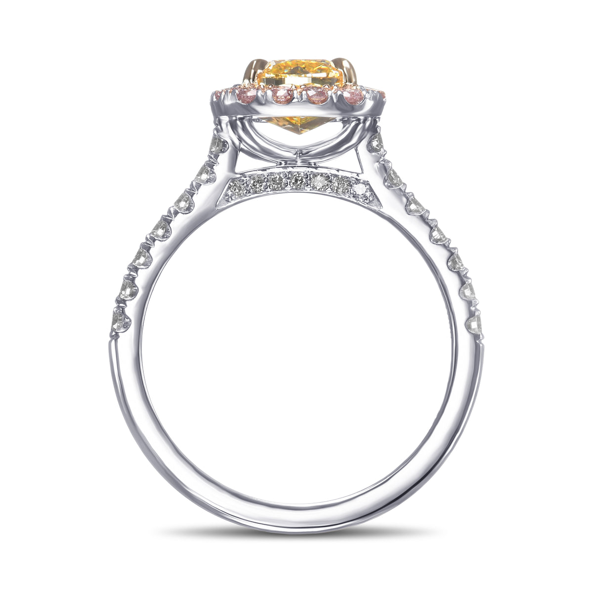 Fancy Intense Yellow Cushion Diamond Halo Ring