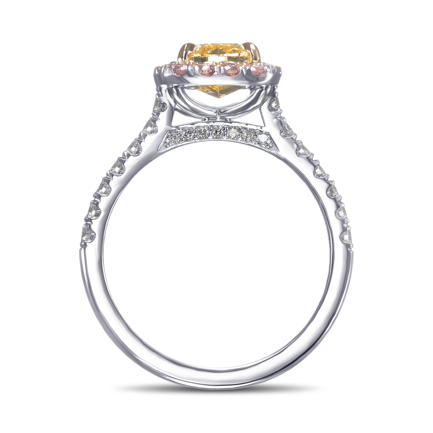 Fancy Intense Yellow Cushion Diamond Halo Ring