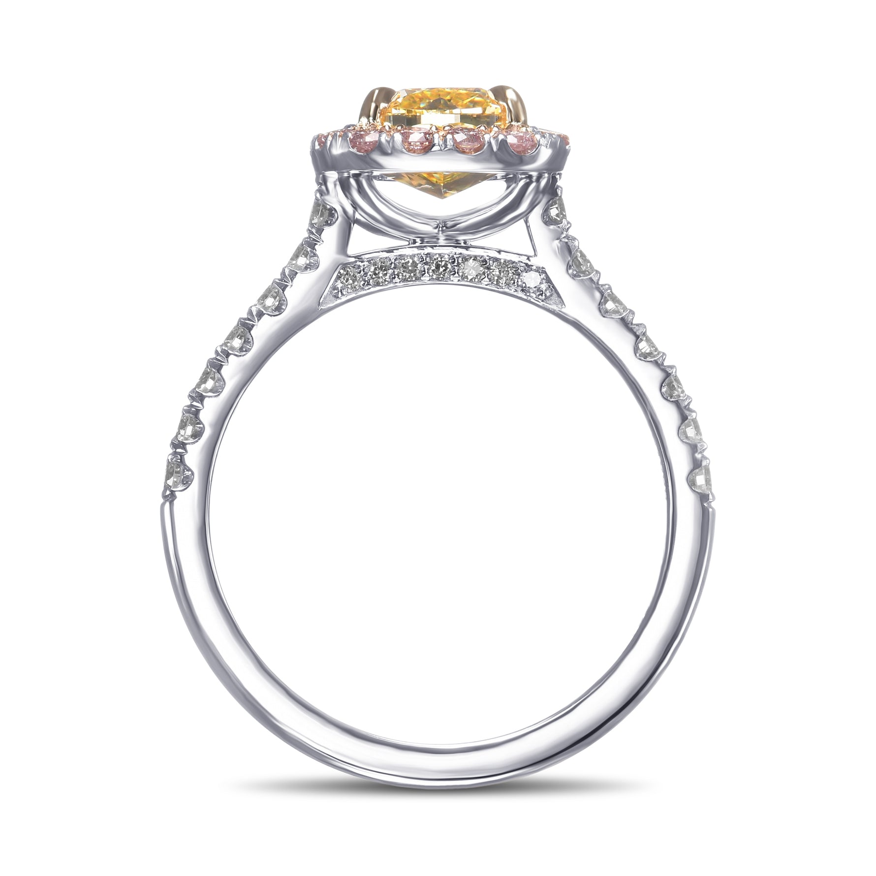 Fancy Intense Yellow Cushion Diamond Halo Ring