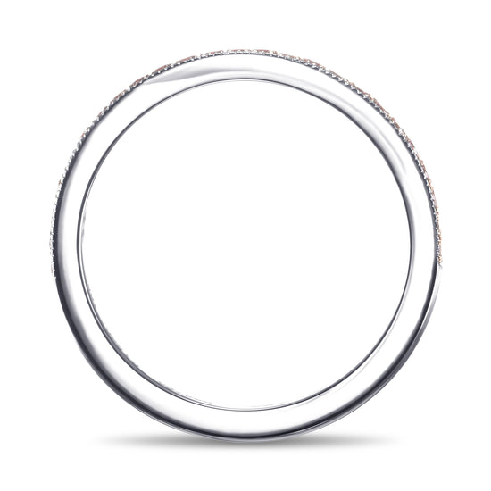 Fancy Light Pink Round Brillant Diamond Milgrain Ring