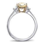 Fancy Yellow Cushion & Trapezoid Diamond Three-stone Ring