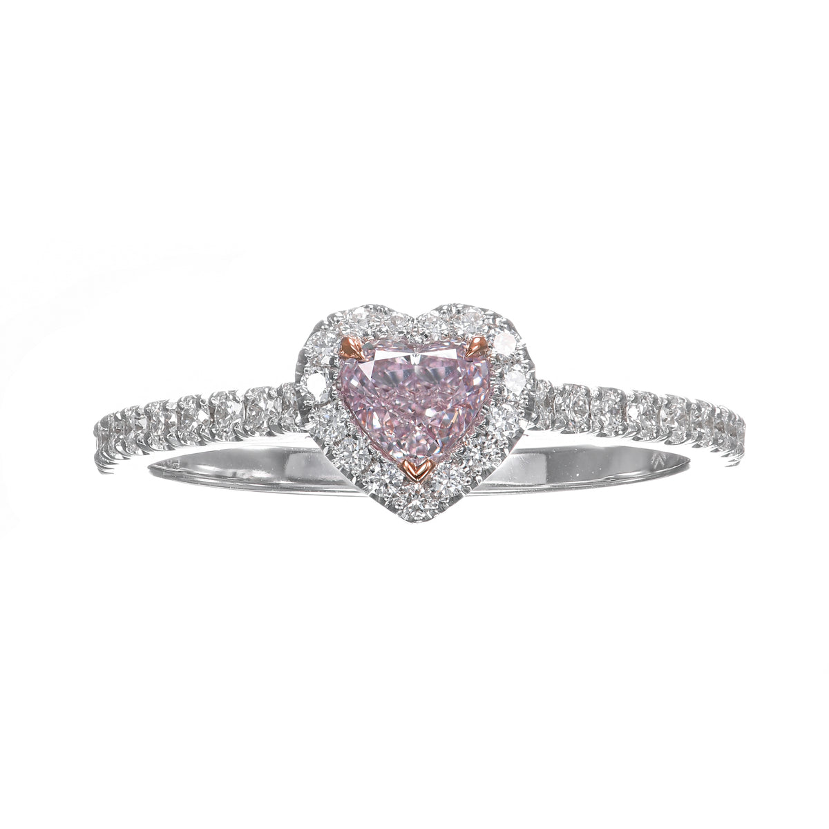 Fancy Light Purplish Pink Heart Diamond Halo Ring