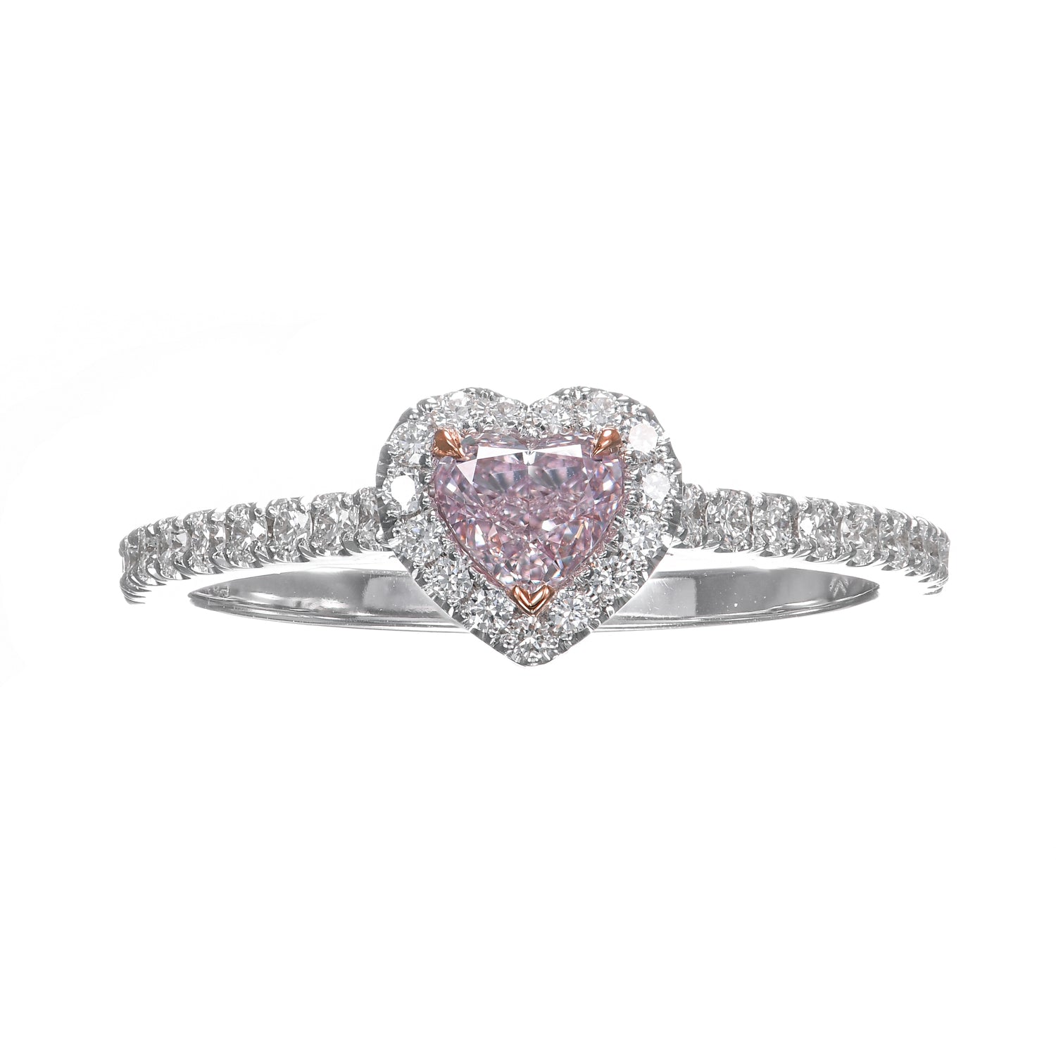 Fancy Light Purplish Pink Heart Diamond Halo Ring