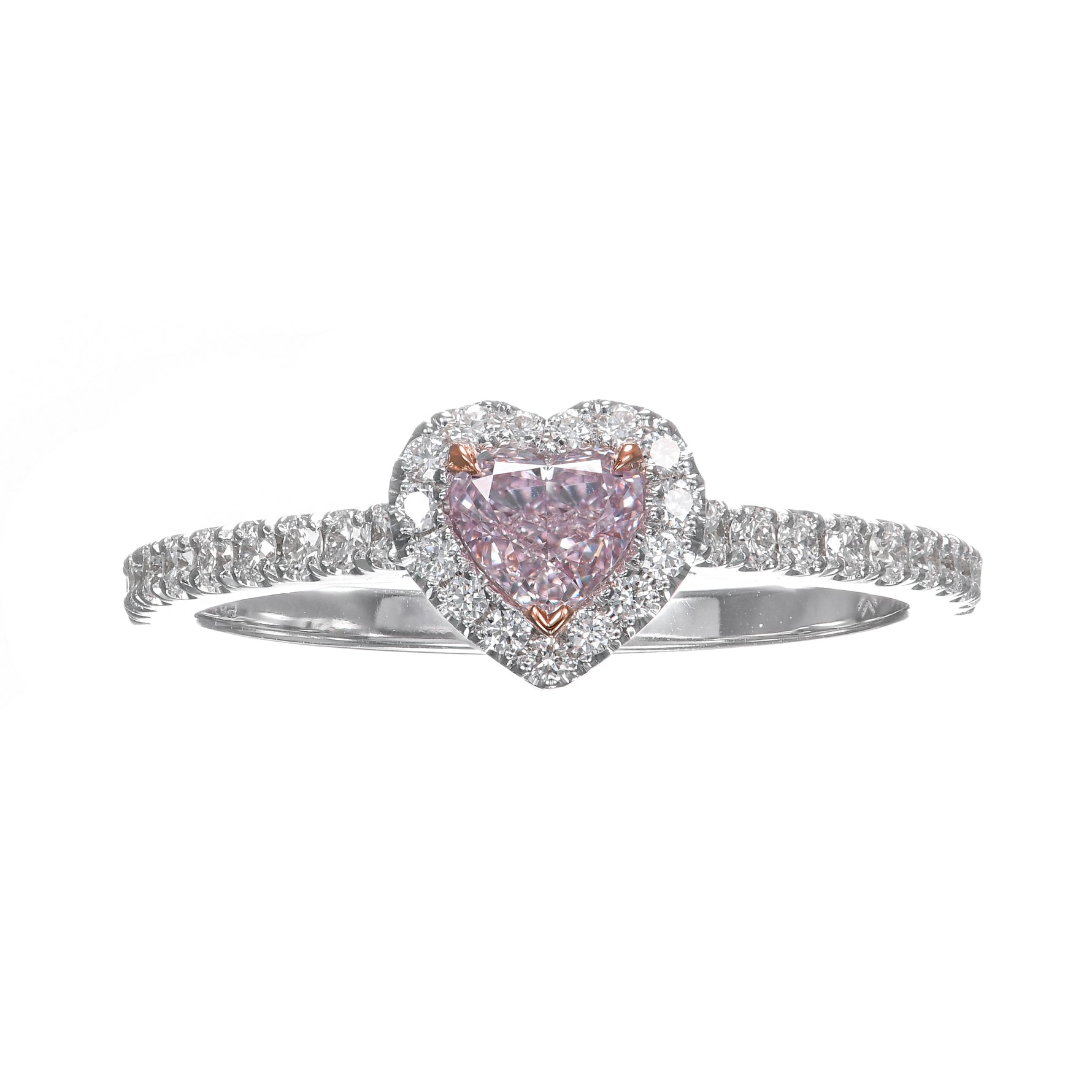 Fancy Light Purplish Pink Heart Diamond Halo Ring