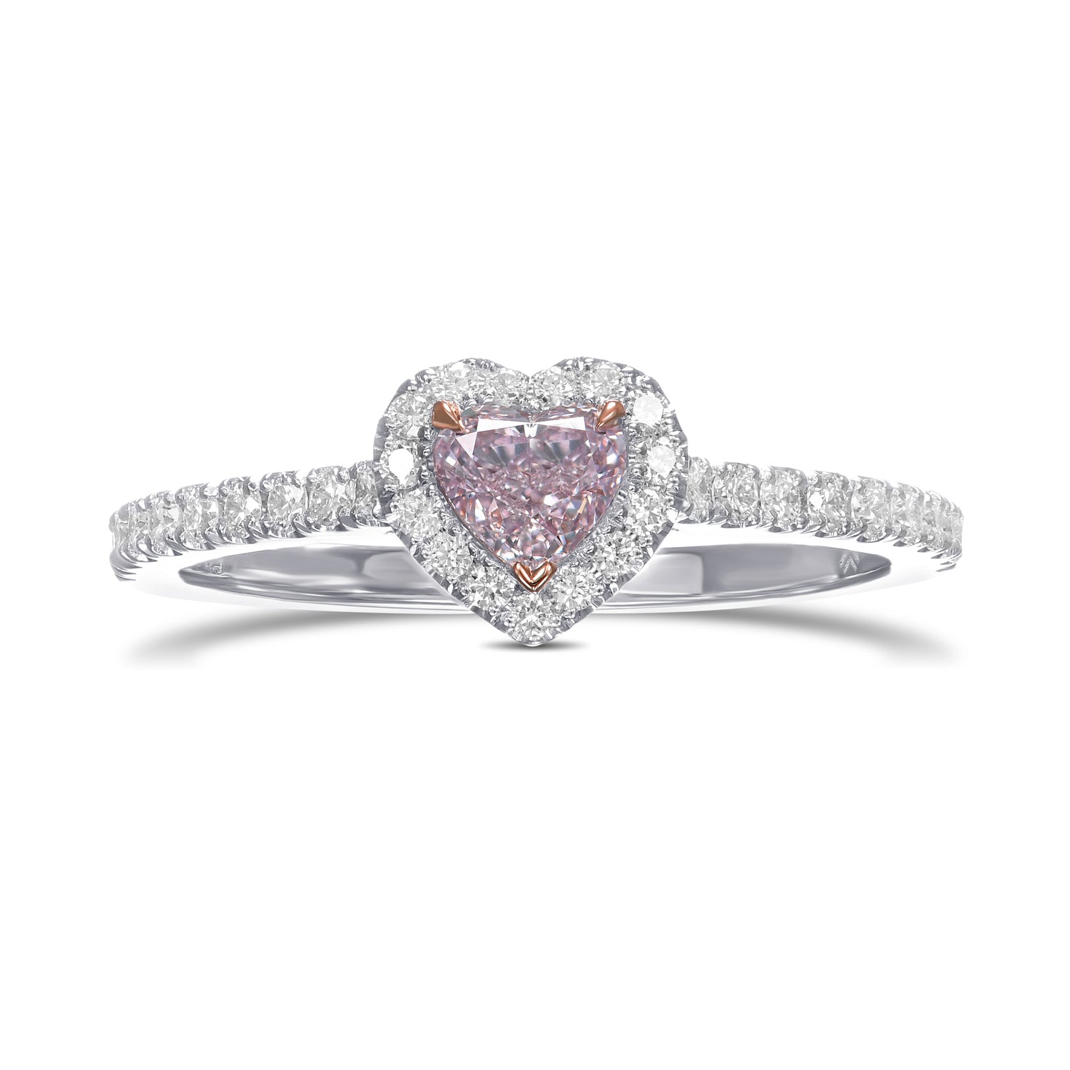 Fancy Light Purplish Pink Heart Diamond Halo Ring
